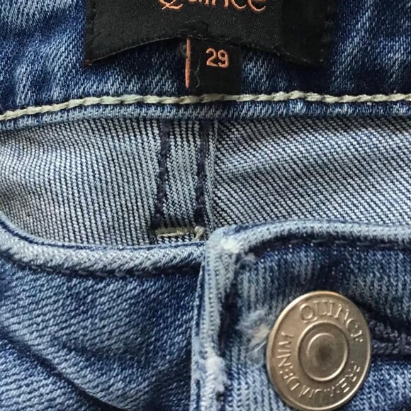 Quince Stretch High Rise Straight Jeans Women 29 Seaside Blue 28” Inseam EUC - Picture 3 of 8